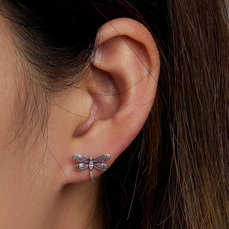 (afbeelding voor) Pandora Style Meisje Roze Dragonfly Oorknopjes - SCE1414 - Bekijken 7