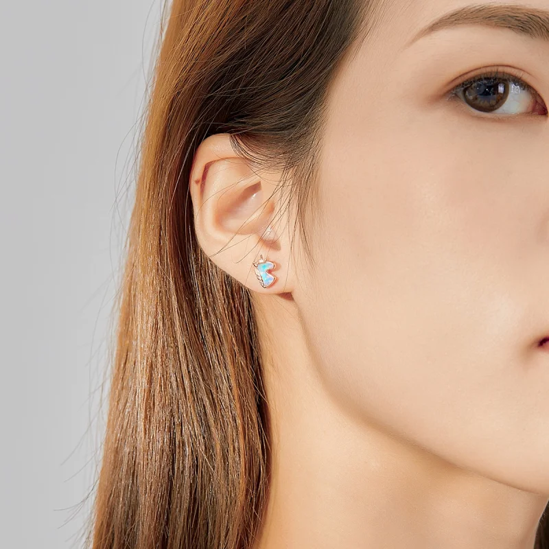 (afbeelding voor) Pandora Style Ocean Blue Opal Eenhoorn Oorknopjes - SCE815-C - Bekijken 7