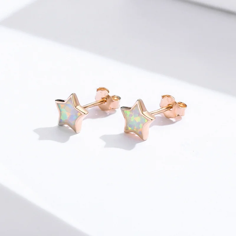 (afbeelding voor) Pandora Style Opaal Pentagram Oorknopjes - SCE674 - Bekijken 2