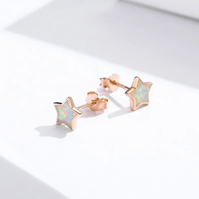 (afbeelding voor) Pandora Style Opaal Pentagram Oorknopjes - SCE674 - Bekijken 4