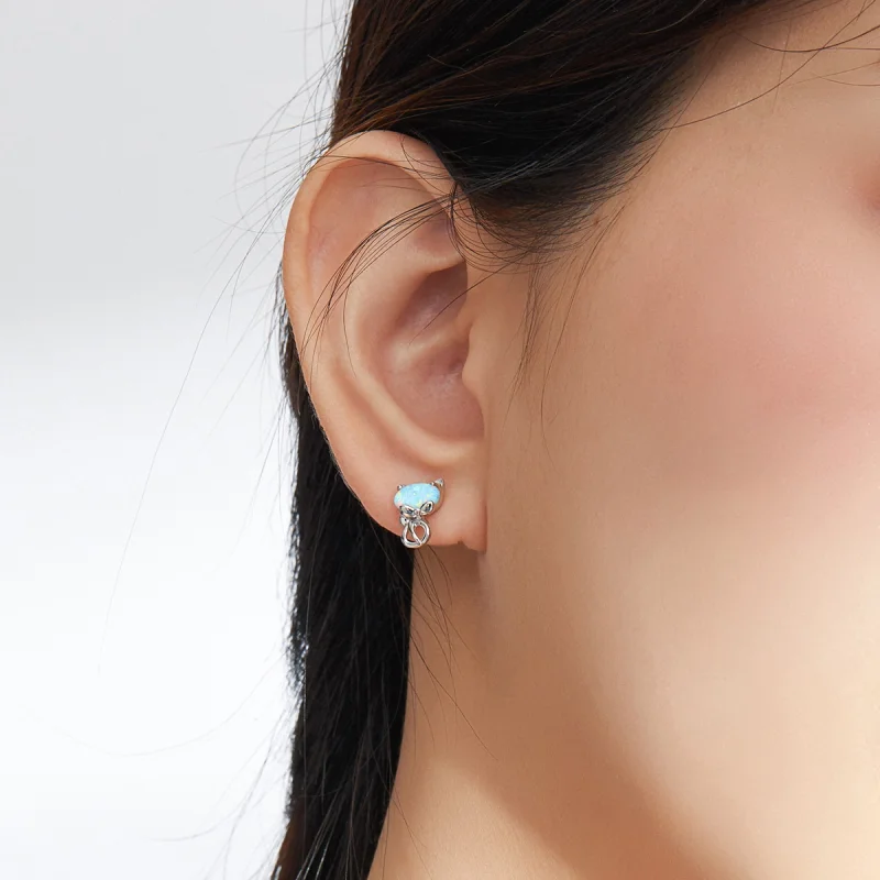 (afbeelding voor) Pandora Style Opaal Schattige Kat Oorknopjes - SCE828 - Bekijken 5