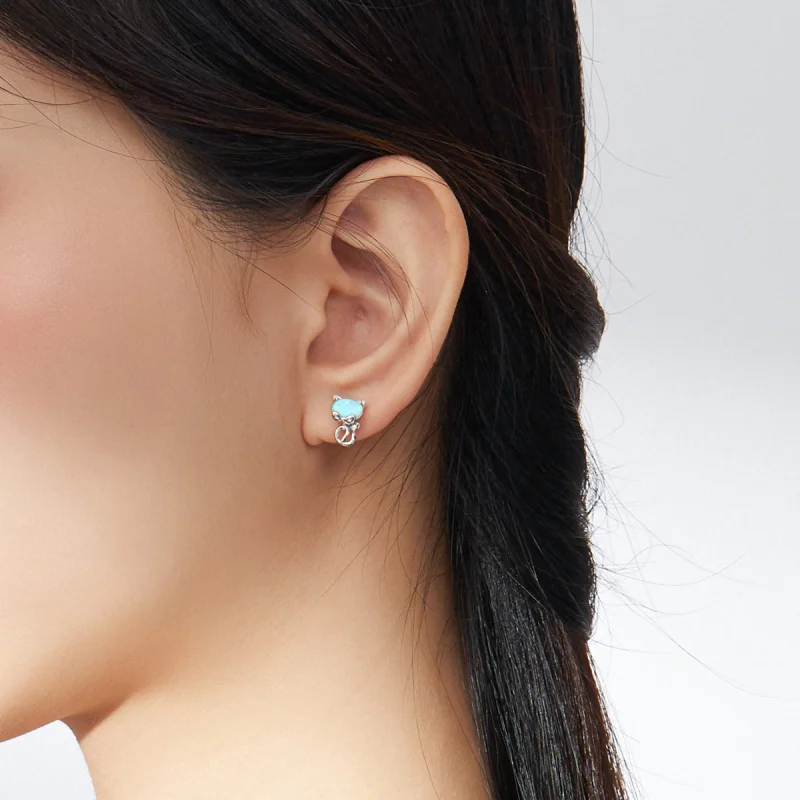 (afbeelding voor) Pandora Style Opaal Schattige Kat Oorknopjes - SCE828 - Bekijken 6