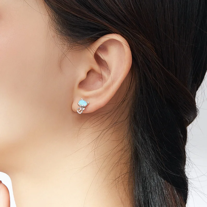 (afbeelding voor) Pandora Style Opaal Schattige Kat Oorknopjes - SCE828 - Bekijken 7