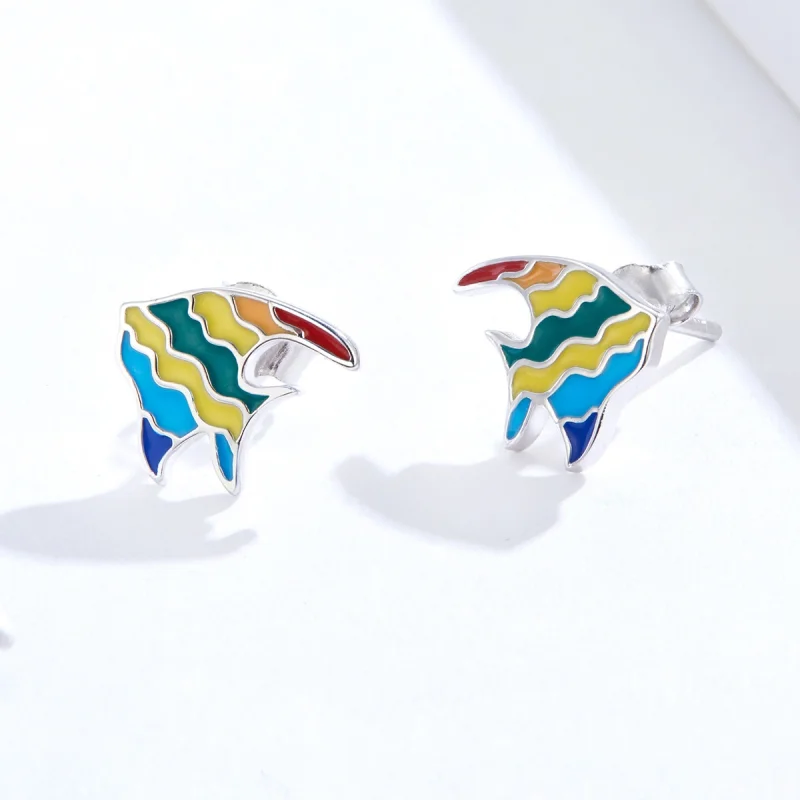 (afbeelding voor) Pandora Style Regenboog vis Oorknopjes - SCE824 - Bekijken 3