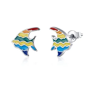 (afbeelding voor) Pandora Style Regenboog vis Oorknopjes - SCE824