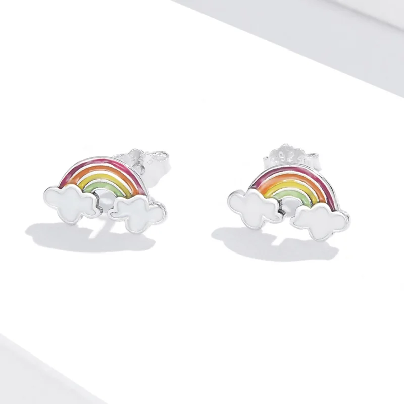(afbeelding voor) Pandora Style Regenboog wolken Oorknopjes - SCE1339 - Bekijken 2