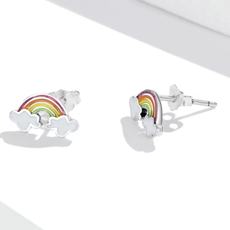 (afbeelding voor) Pandora Style Regenboog wolken Oorknopjes - SCE1339 - Bekijken 3