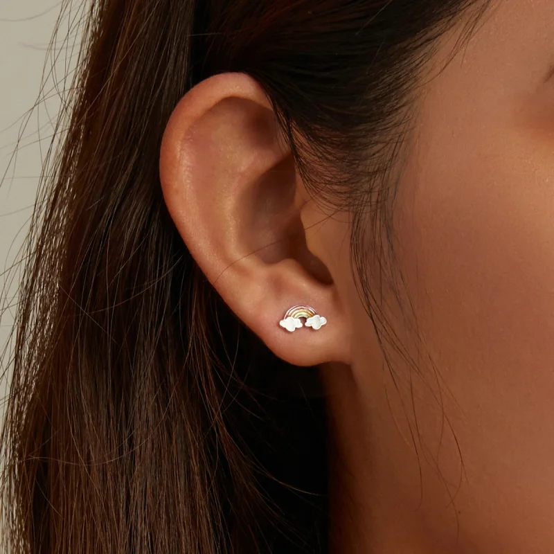 (afbeelding voor) Pandora Style Regenboog wolken Oorknopjes - SCE1339 - Bekijken 6