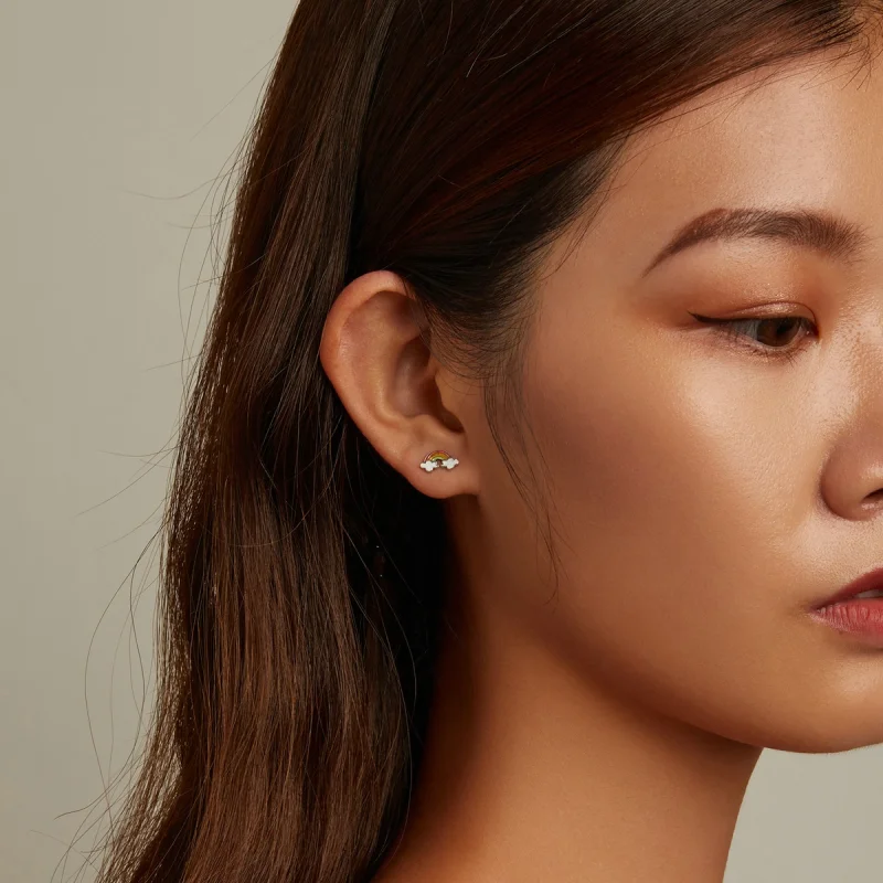 (afbeelding voor) Pandora Style Regenboog wolken Oorknopjes - SCE1339 - Bekijken 7