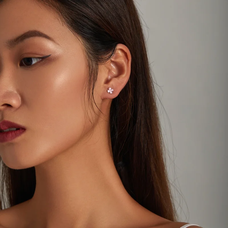 (afbeelding voor) Pandora Style Roze Bloemen Oorknopjes - SCE1286 - Bekijken 5