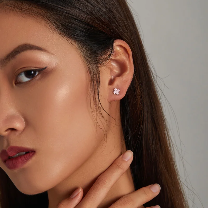 (afbeelding voor) Pandora Style Roze Bloemen Oorknopjes - SCE1286 - Bekijken 6