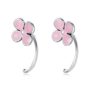 (afbeelding voor) Pandora Style Roze Bloemen Oorknopjes - SCE1286