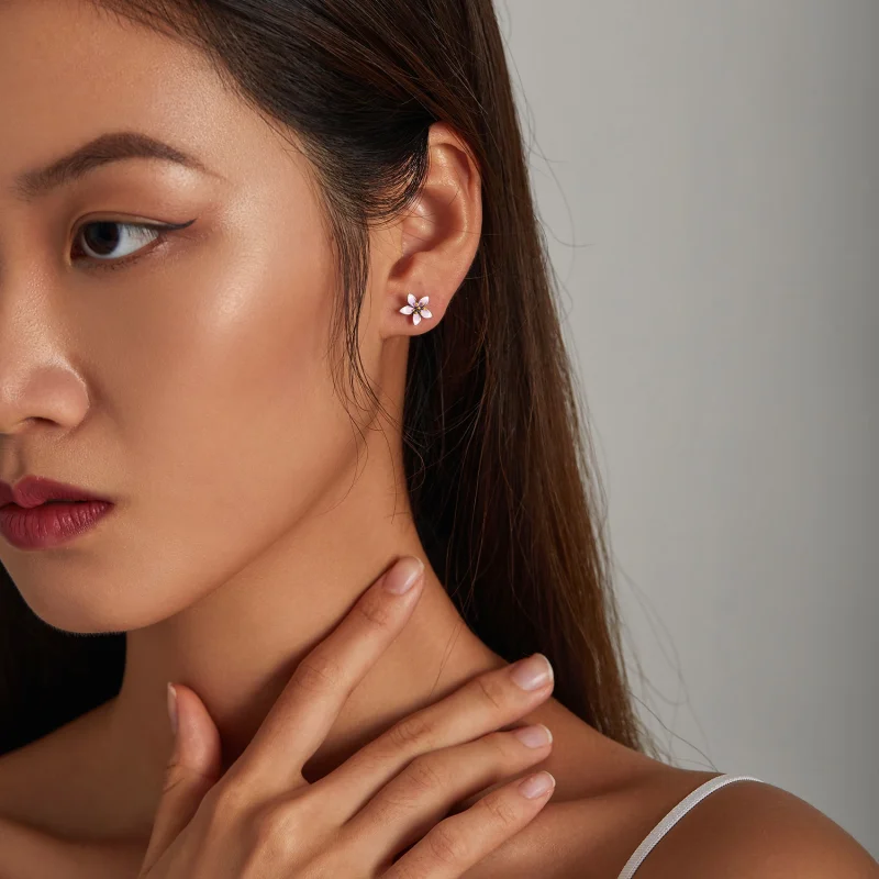 (afbeelding voor) Pandora Style Roze Sakura Oorknopjes - SCE1273 - Bekijken 5