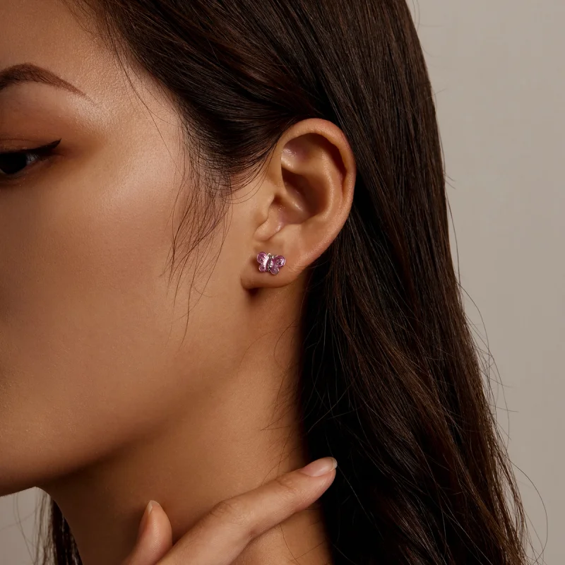 (afbeelding voor) Pandora Style Roze Vlinder Oorknopjes - SCE1344 - Bekijken 5