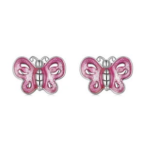 (afbeelding voor) Pandora Style Roze Vlinder Oorknopjes - SCE1344