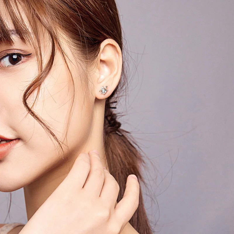 (afbeelding voor) Pandora Style Speelse schildpad Oorknopjes - BSE406 - Bekijken 6