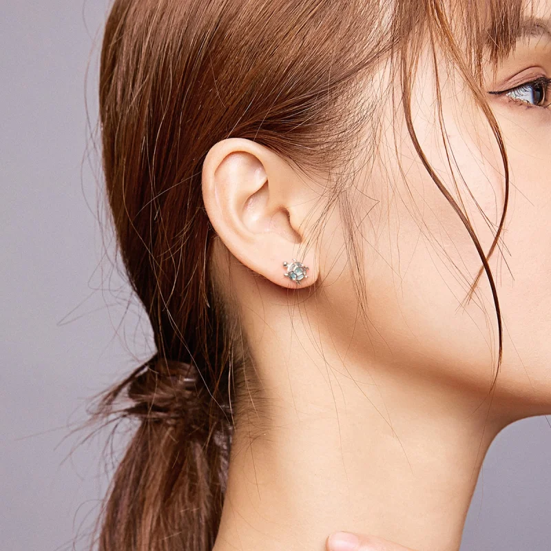 (afbeelding voor) Pandora Style Speelse schildpad Oorknopjes - BSE406 - Bekijken 8