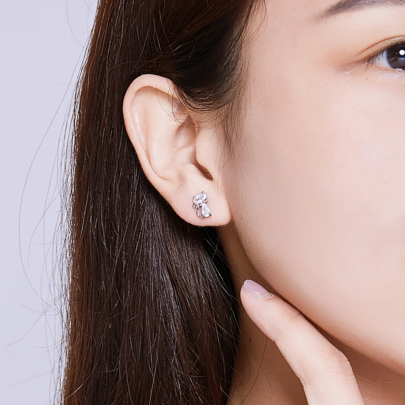 (afbeelding voor) Pandora Style Vier Hoek stenen kitten Oorknopjes - BSE206 - Bekijken 7