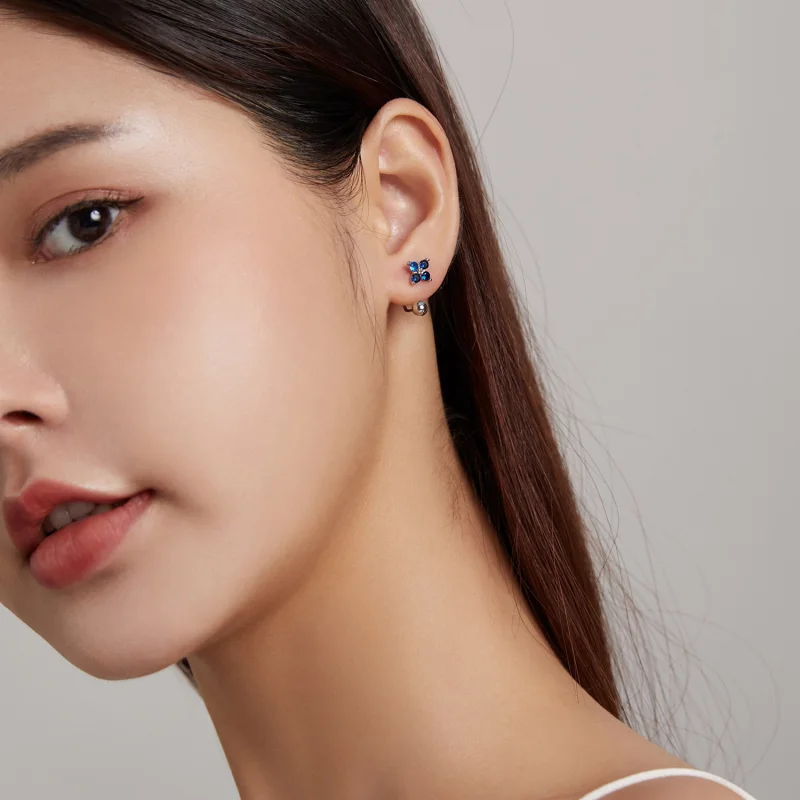 (afbeelding voor) Pandora Style Vierbladige Bloem Oorknopjes - SCE1177-A - Bekijken 4