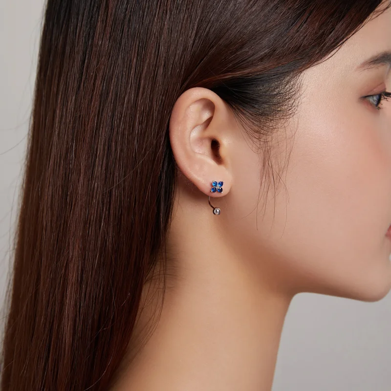 (afbeelding voor) Pandora Style Vierbladige Bloem Oorknopjes - SCE1177-A - Bekijken 5