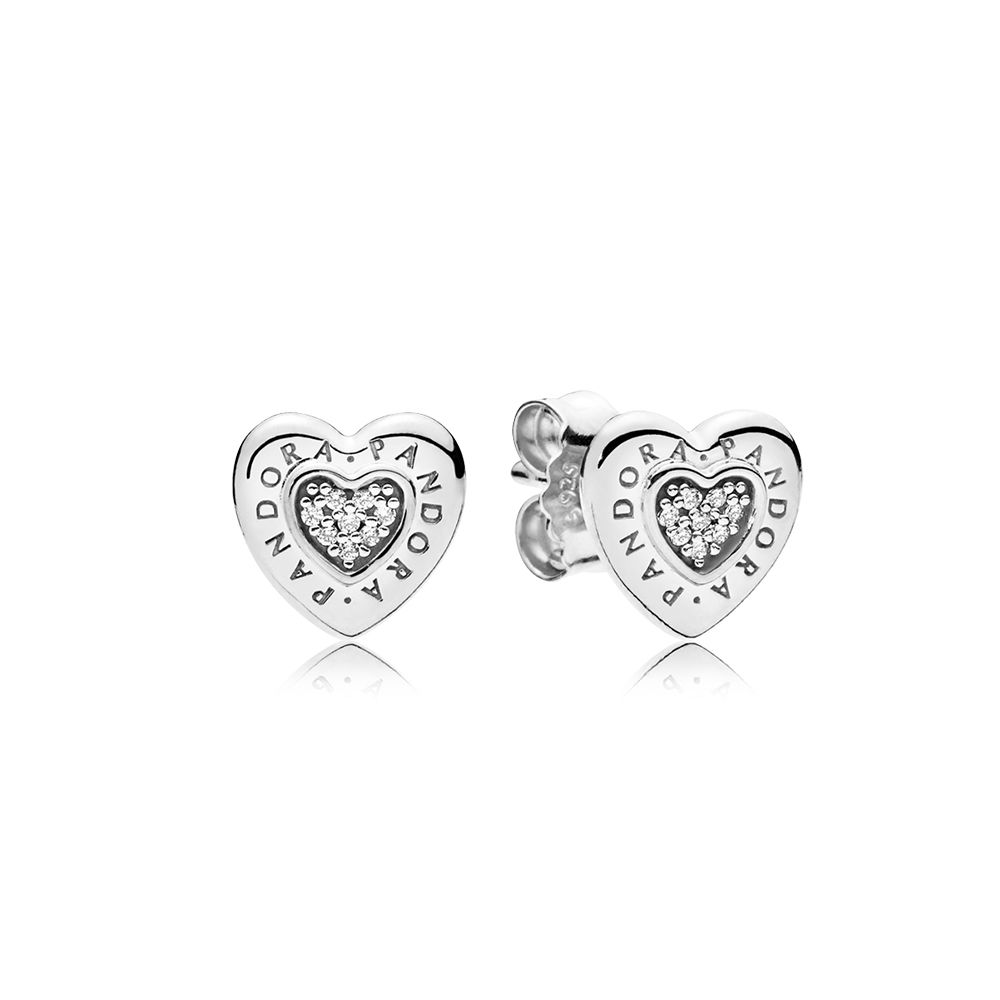 Pandora Zilveren Handtekening Hart Oorbellen 297382CZ Pandora Zilveren Handtekening Hart Oorbellen 297382CZ