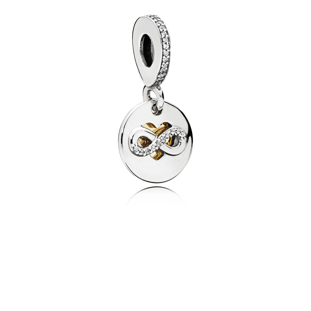Pandora Zilver En 14K Goud Hart Van Oneindigheid Hangende Bedel 796200CZ