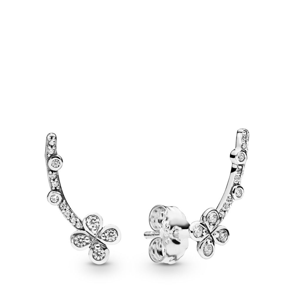 Pandora Draped Four-Petal Flowers Oorbellen - 297936CZ Pandora Draped Four-Petal Flowers Oorbellen - 297936CZ