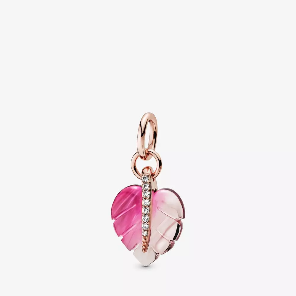 Pandora Roze Murano Glas Blad Hanger 388258Pmu