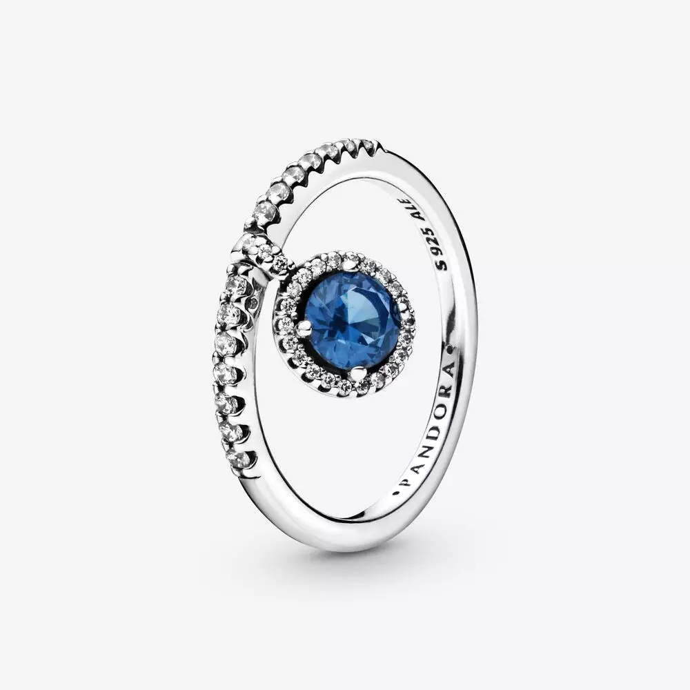 Pandora Blue Bungelende Ronde Sparkle Ring 198491C01B