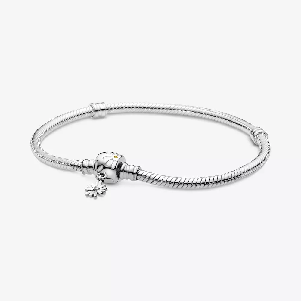 PANDORA Moments Snake Chain Armband Met Madeliefje Sluiting 598776C01