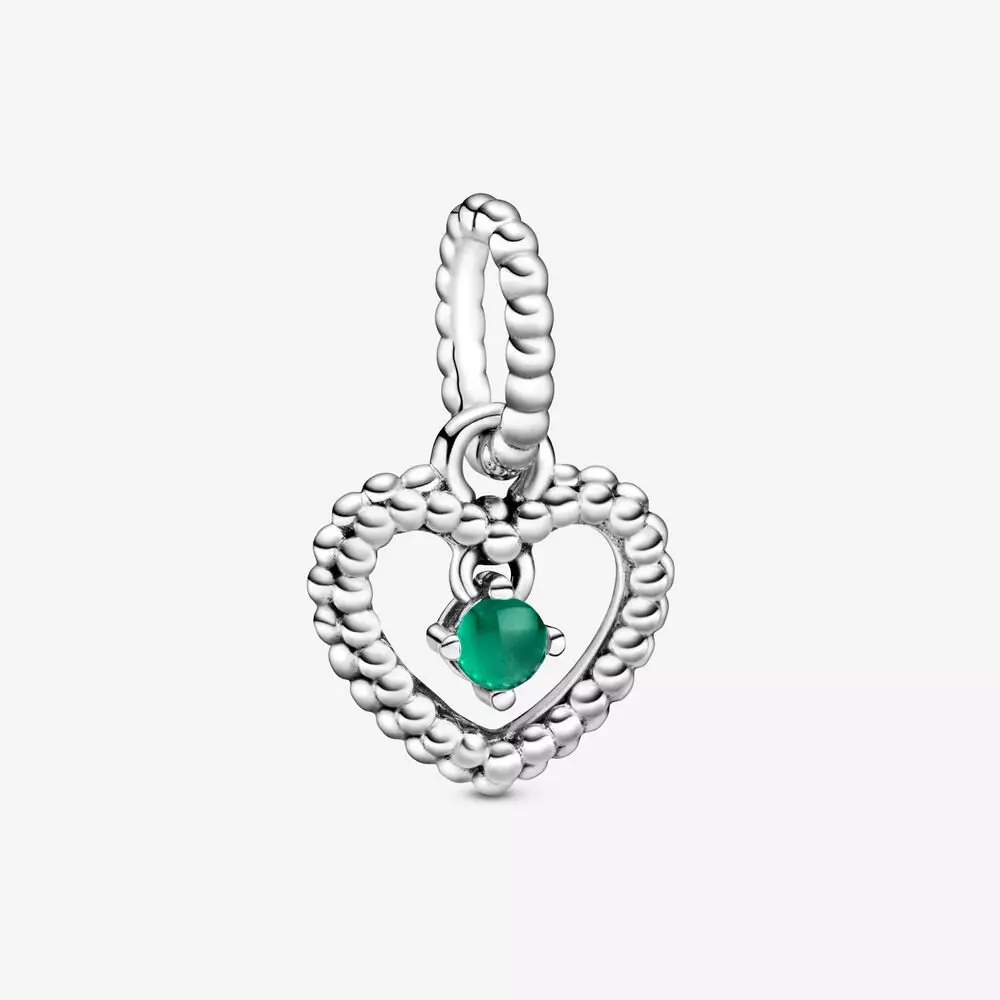 PANDORA Regenwoudgroene Hartvormige Hangende Kralenbedel 798854C05