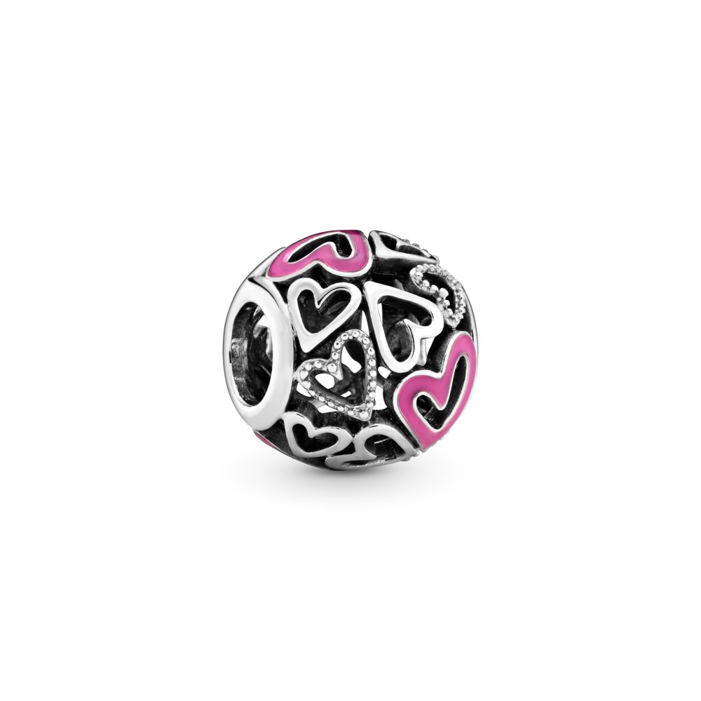 PANDORA Roze Opengewerkte Vrije Hand Hart Bedel 798677C01 PANDORA Roze Opengewerkte Vrije Hand Hart Bedel 798677C01