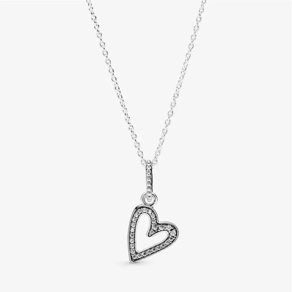 PANDORA Sprankelend Vrije Hand Hart Ketting Met Hanger 398688C01