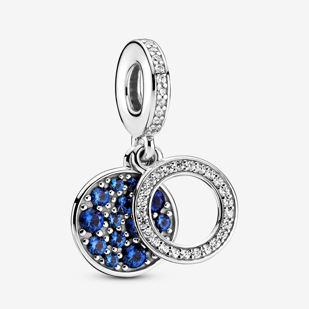 Sparkling Blue Disc Double Dangle Charm 799186c01 Sparkling Blue Disc Double Dangle Charm 799186c01