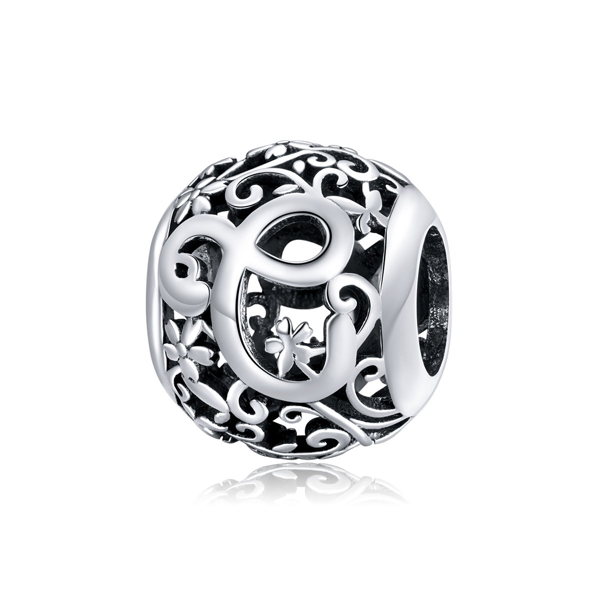 Pandora Style Opengewerkte Bloem Letter C Bedel - SCC1444-C Pandora Style Opengewerkte Bloem Letter C Bedel - SCC1444-C