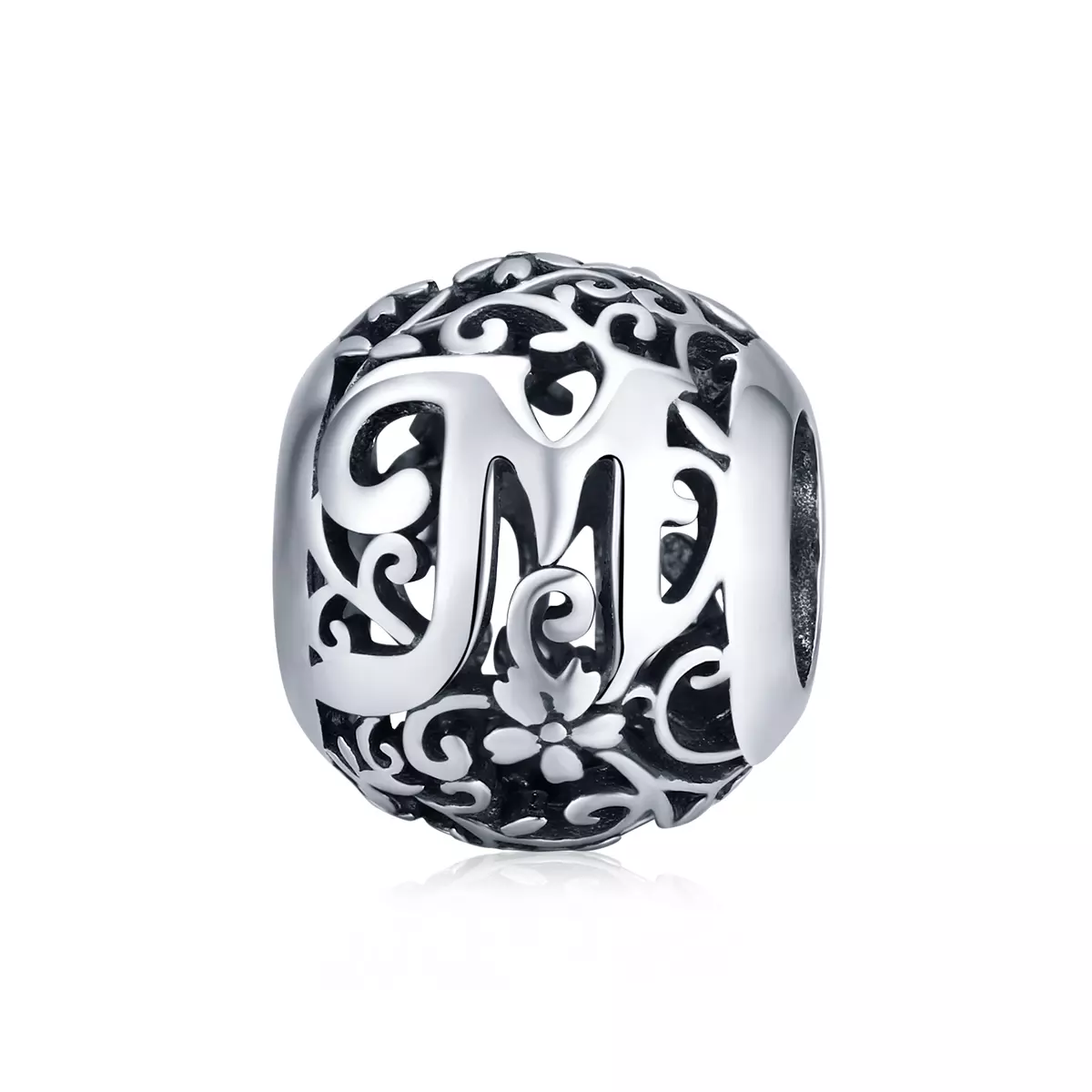 Pandora Style Opengewerkte Bloem Letter M Bedel - SCC1444-M