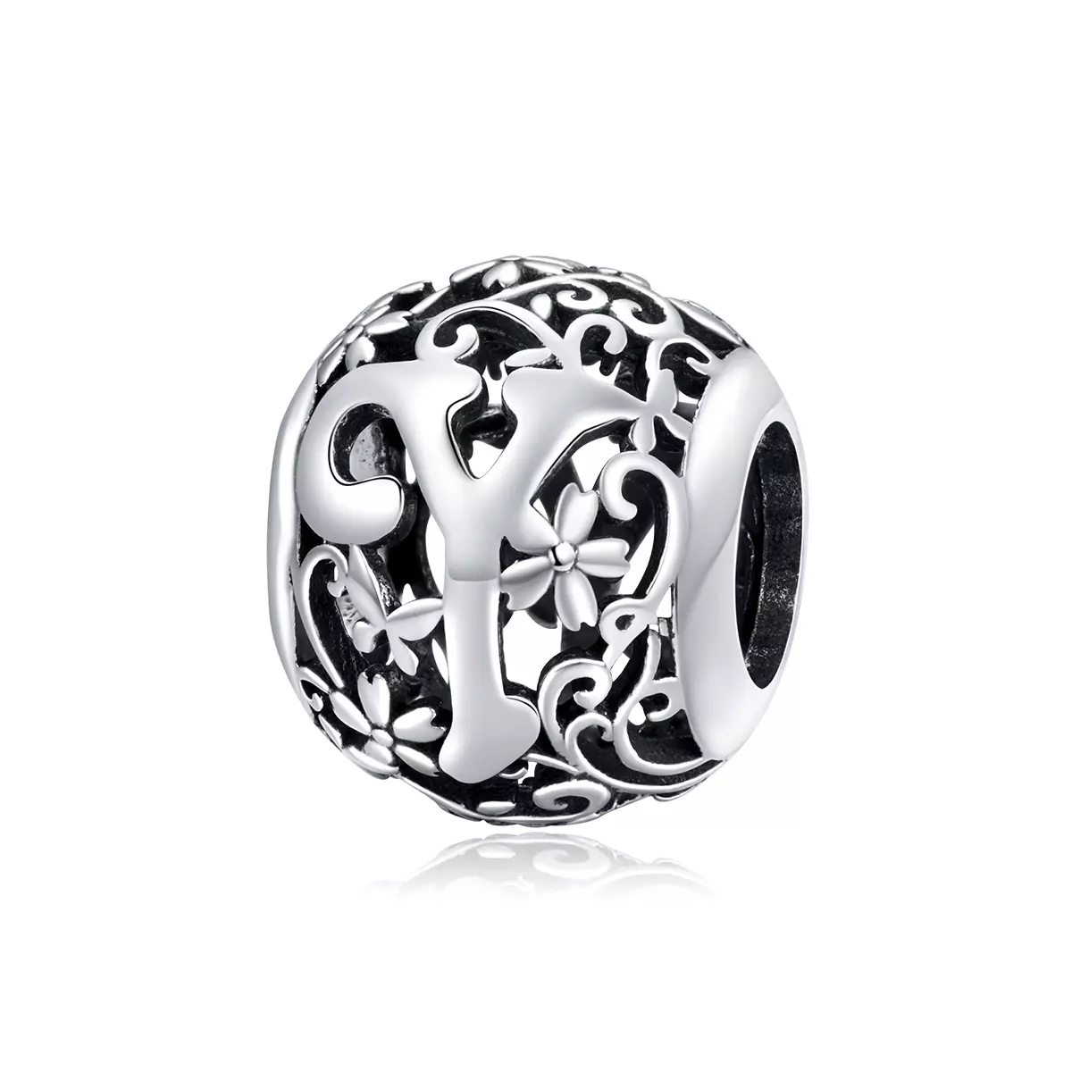 Pandora Style Opengewerkte Bloem Letter Y Bedel - SCC1444-Y