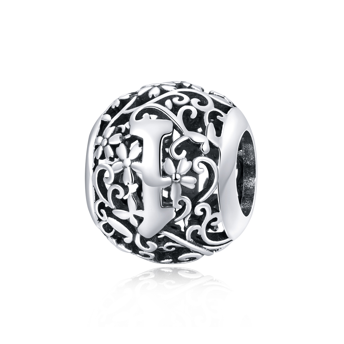 Pandora Style Opengewerkte bloemenletter I Bedel - SCC1444-I Pandora Style Opengewerkte bloemenletter I Bedel - SCC1444-I