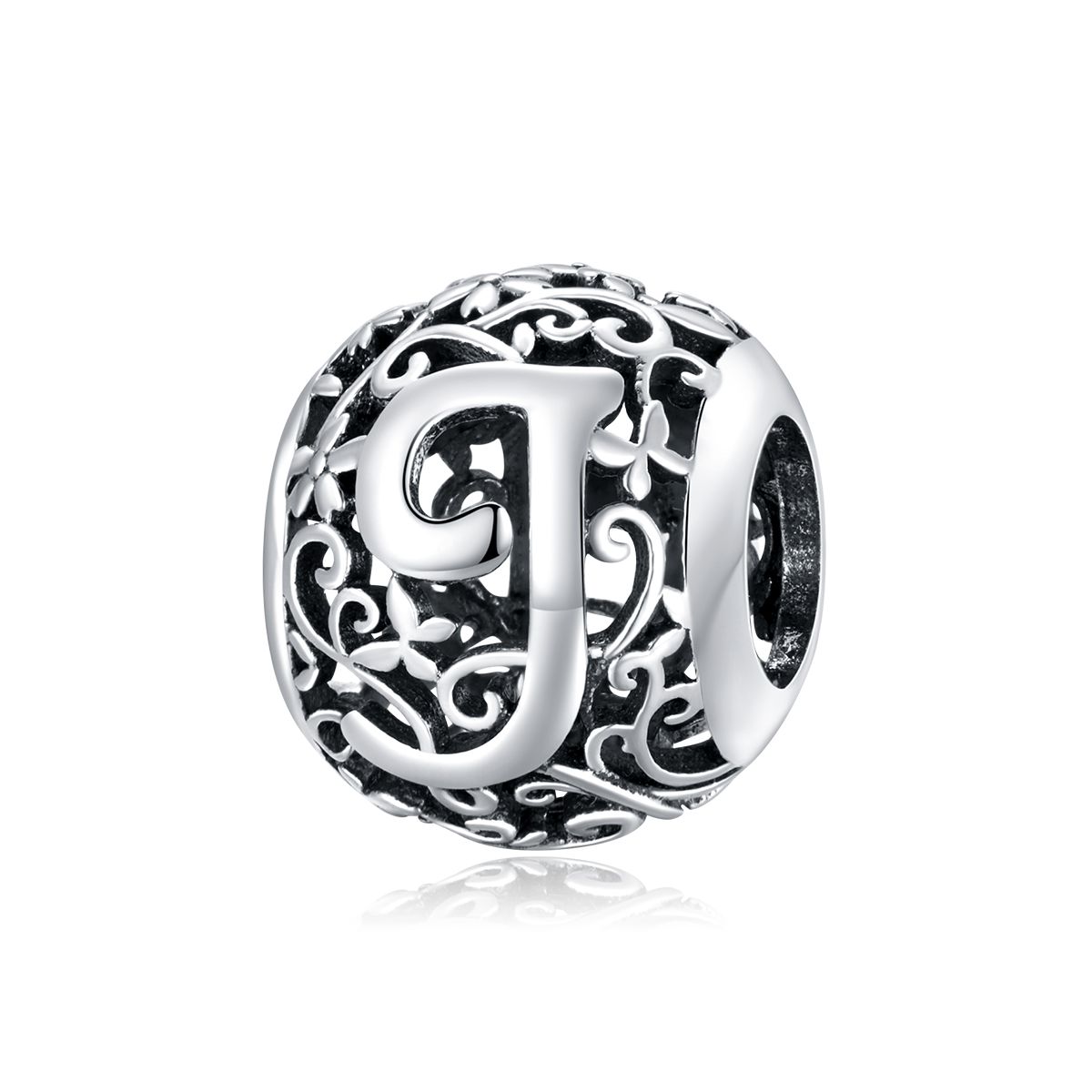 Pandora Style Opengewerkte bloemenletter J Bedel - SCC1444-J Pandora Style Opengewerkte bloemenletter J Bedel - SCC1444-J