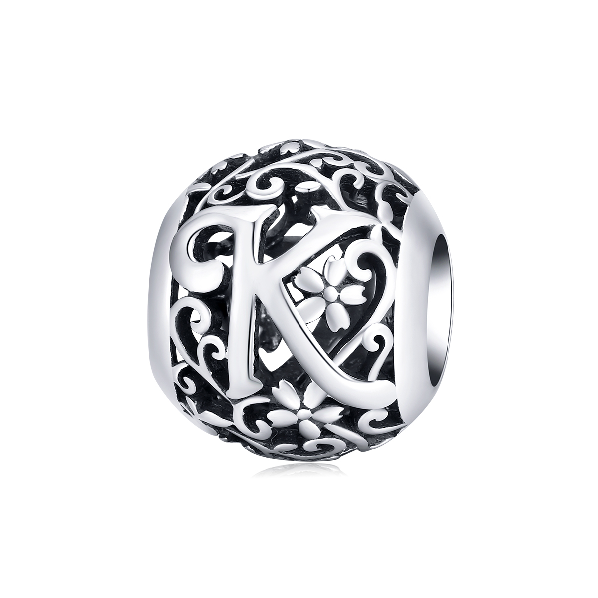 Pandora Style Opengewerkte bloemenletter K Bedel - SCC1444-K Pandora Style Opengewerkte bloemenletter K Bedel - SCC1444-K