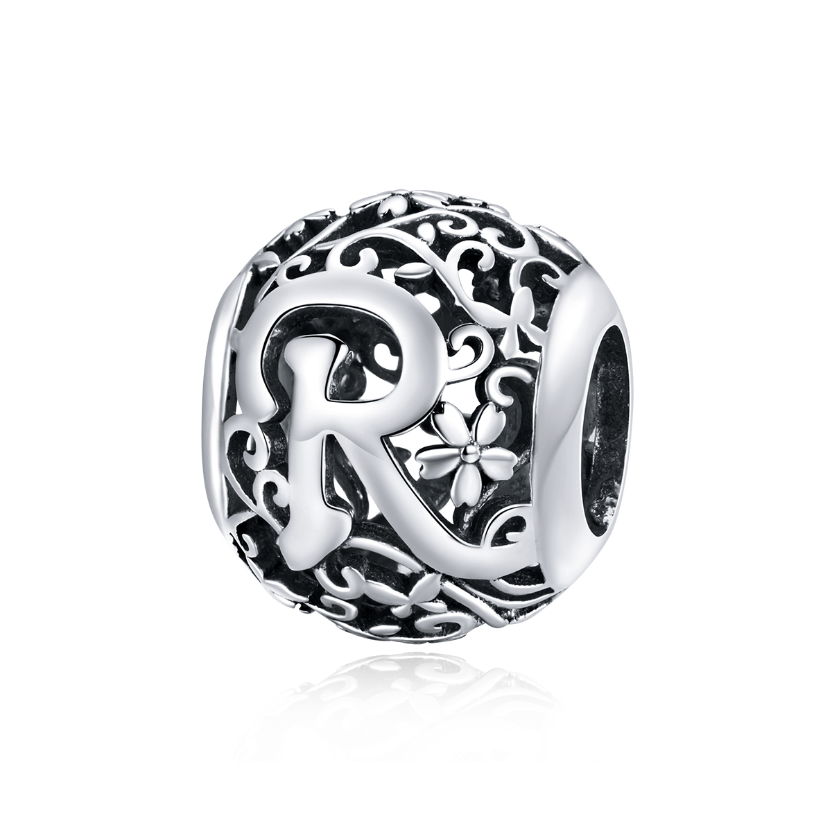 Pandora Style Opengewerkte bloemenletter R Bedel - SCC1444-R Pandora Style Opengewerkte bloemenletter R Bedel - SCC1444-R