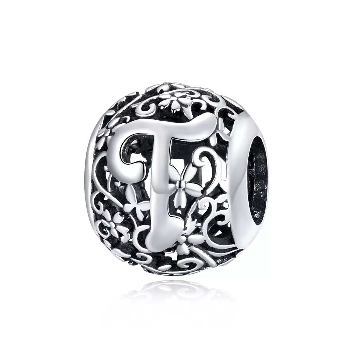 Pandora Style Opengewerkte bloemenletter T Bedel - SCC1444-T