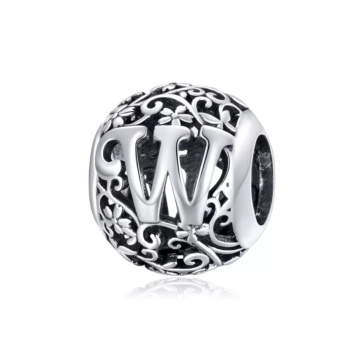 Pandora Style Opengewerkte bloemenletter W Bedel - SCC1444-W