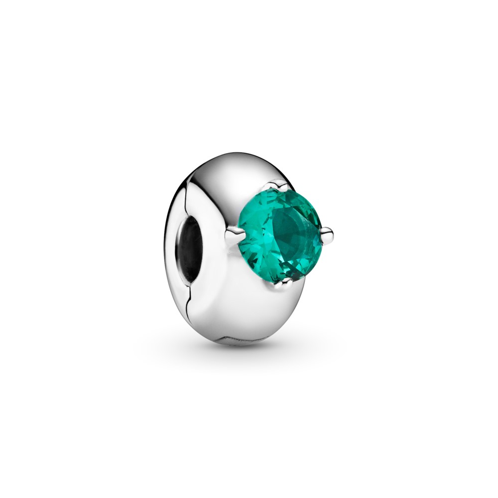 PANDORA Green Round Solitaire Clip Bedel - 799204C03 PANDORA Green Round Solitaire Clip Bedel - 799204C03