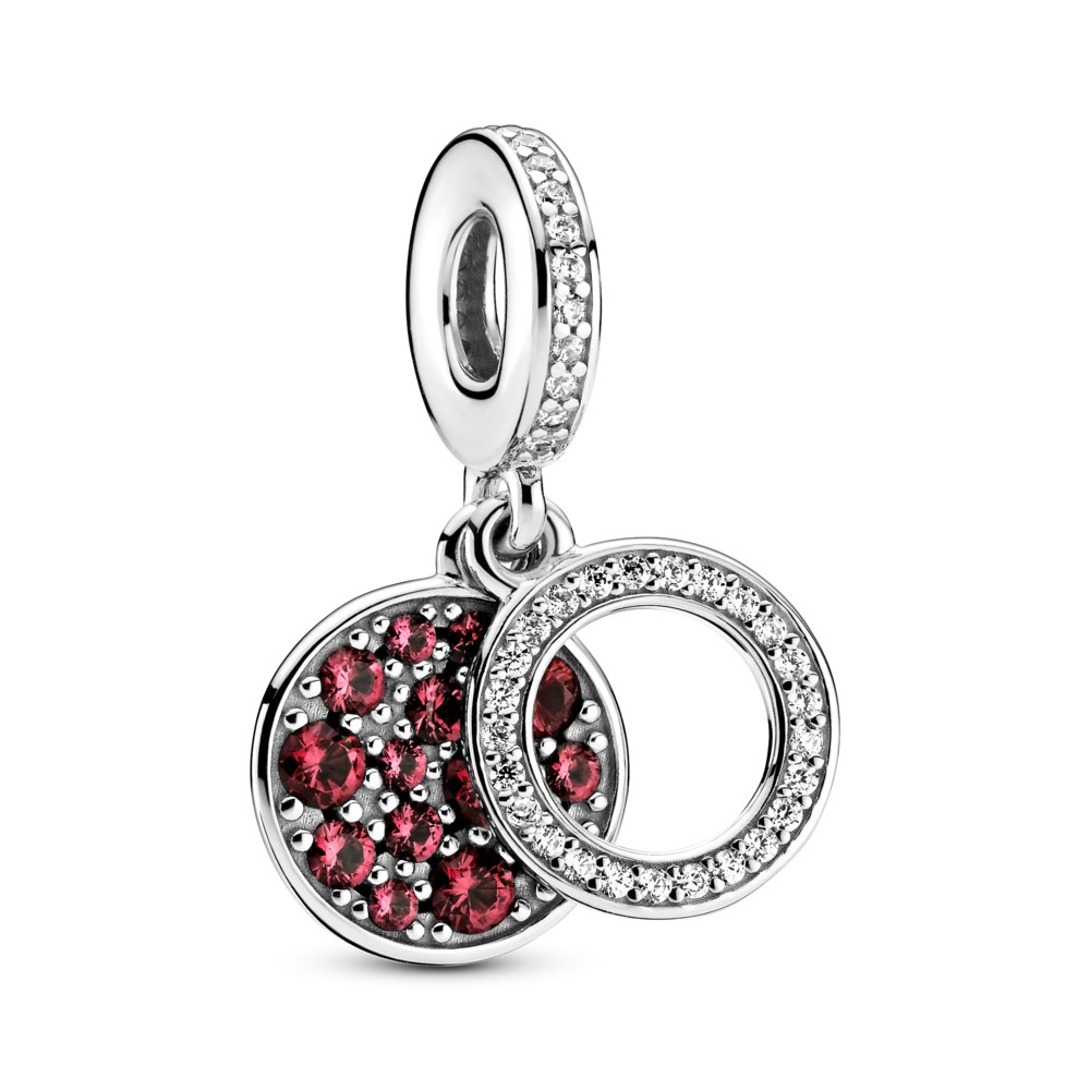 Sparkling Red Disc Double Hangende Bedel 799186c03 Sparkling Red Disc Double Hangende Bedel 799186c03