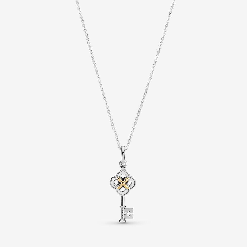 Two tone Key Flower Necklace 399339c01 Two tone Key Flower Necklace 399339c01