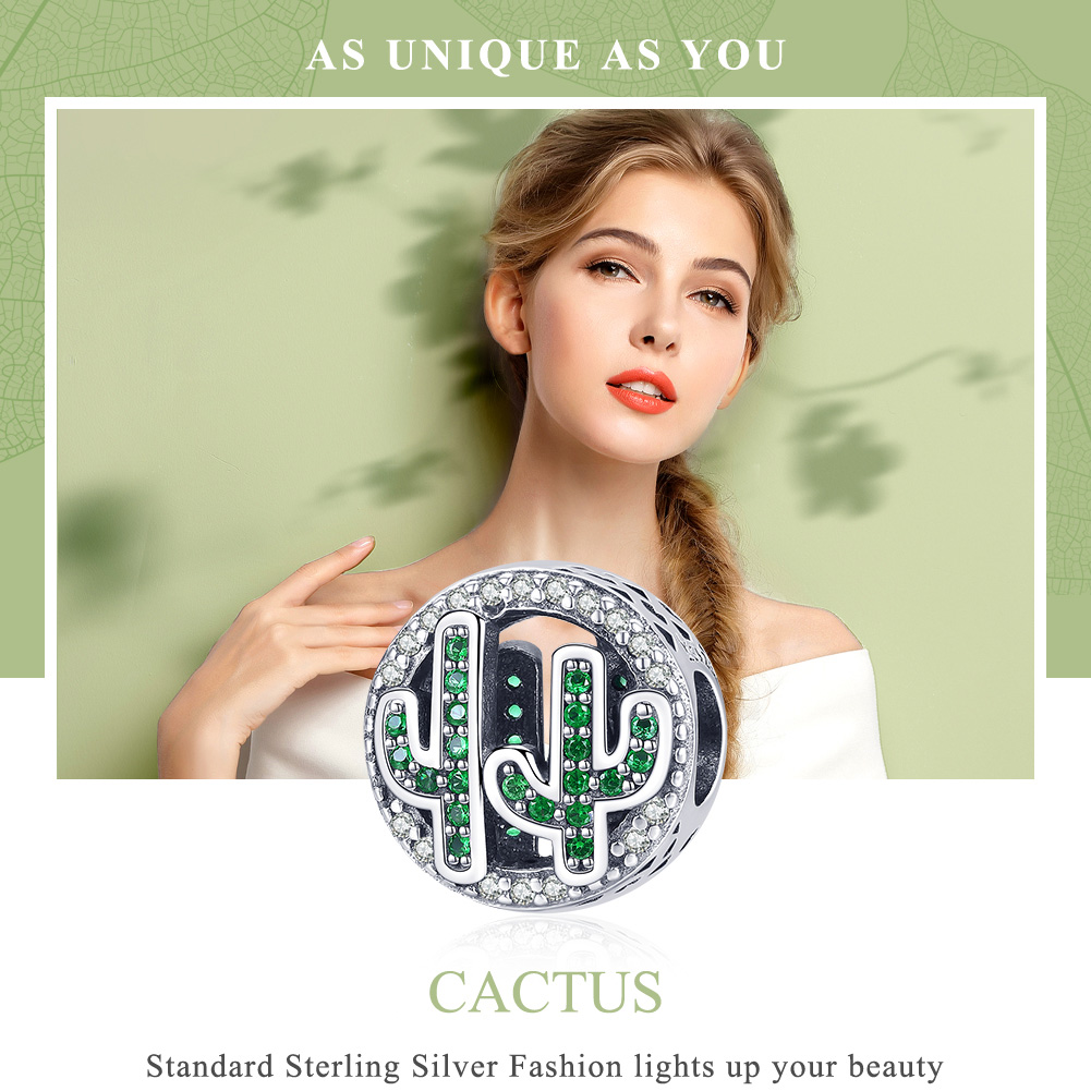 Pandora Style Groene levendige cactus Bedel - SCC918