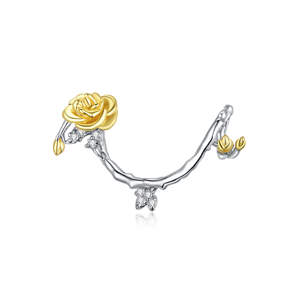 Pandora Style Tweekleurige rozenstokken Bedel - BSC322 Pandora Style Tweekleurige rozenstokken Bedel - BSC322