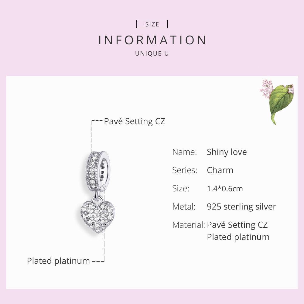 Pandora Style Glanzende liefde Hangende Bedel - BSC211