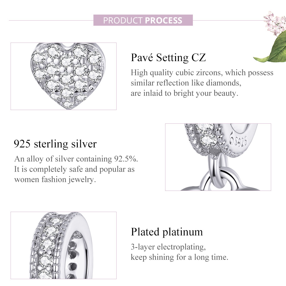 Pandora Style Glanzende liefde Hangende Bedel - BSC211